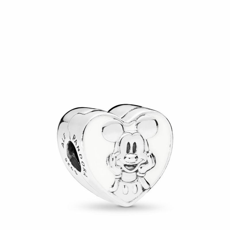 Pandora Disneyr Vintage Mickey Clip - Sterling Silver/Enamel/White - Canada | ZR5557SO